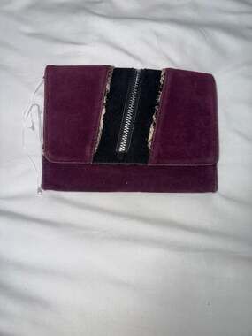 Summer & Rose Mojave Suede Clutch with Snakeskin Trim